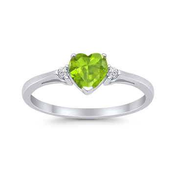 Heart Promise Simulated Peridot CZ Wedding Ring 925 Sterling Silver